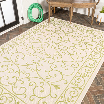 Charleston Vintage Filigree Textured Weave Indoor/outdoor Area Rug